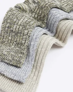 River Island 3PK twisted tube socks Grey Best