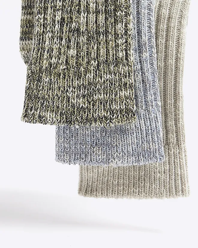 River Island 3PK twisted tube socks Grey Best
