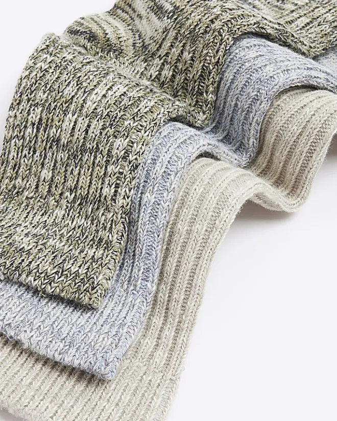River Island 3PK twisted tube socks Grey Best