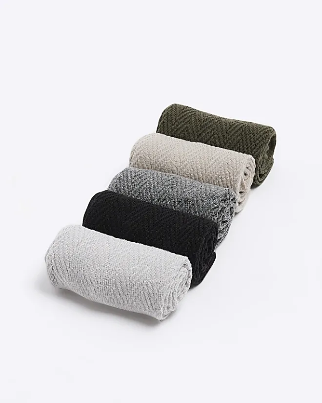 River Island 5PK ankle socks Khaki New