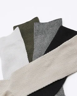 River Island 5PK ankle socks Khaki New