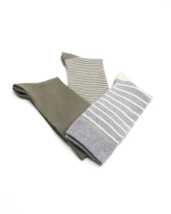 River Island 3PK stripe bamboo ankle socks Khaki Fashion