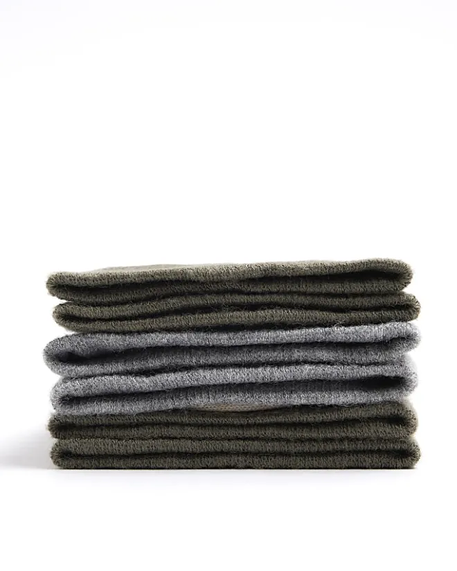River Island 3PK stripe bamboo ankle socks Khaki Fashion