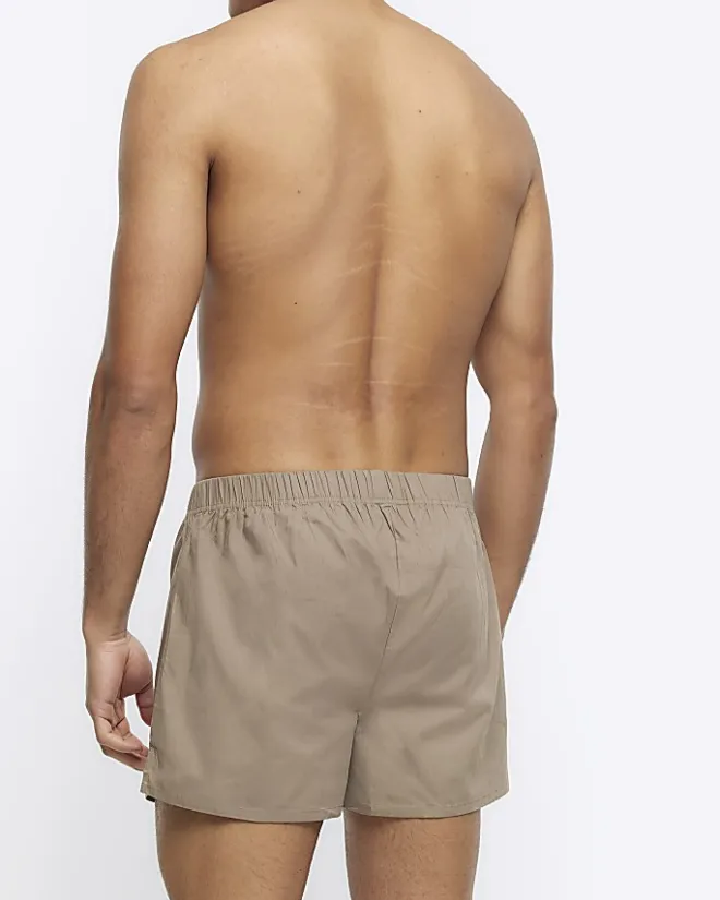 River Island 3PK stripe boxer shorts Khaki Outlet