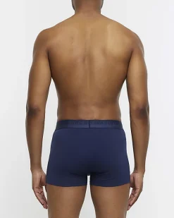 River Island 4PK Cotton Stretch RI trunks Navy Online