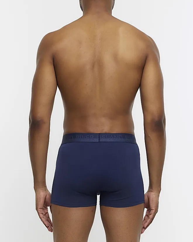 River Island 4PK Cotton Stretch RI trunks Navy Online