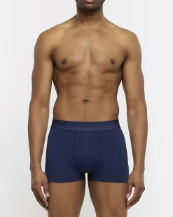 River Island 4PK Cotton Stretch RI trunks Navy Online