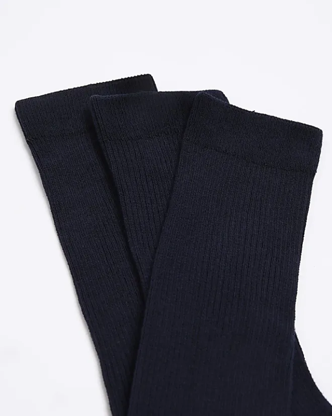 River Island 5PK ribbed ankle socks Navy Discount