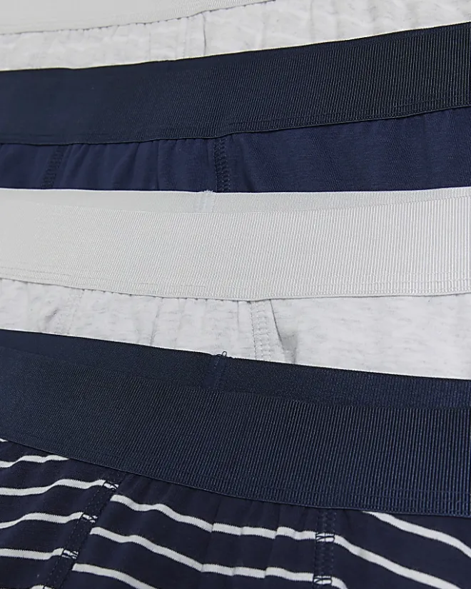 River Island 4PK stripe Cotton Stretch trunks Navy Hot