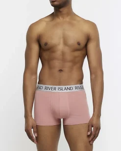 River Island 4PK Cotton Stretch RI trunks Pink Hot