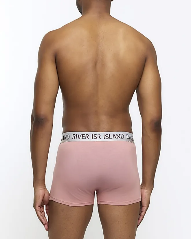 River Island 4PK Cotton Stretch RI trunks Pink Hot