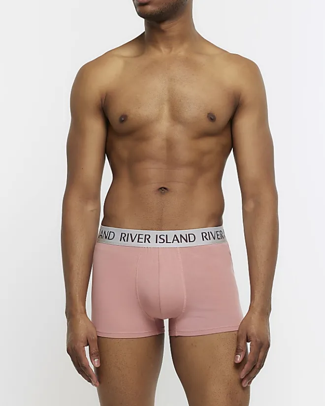 River Island 4PK Cotton Stretch RI trunks Pink Hot