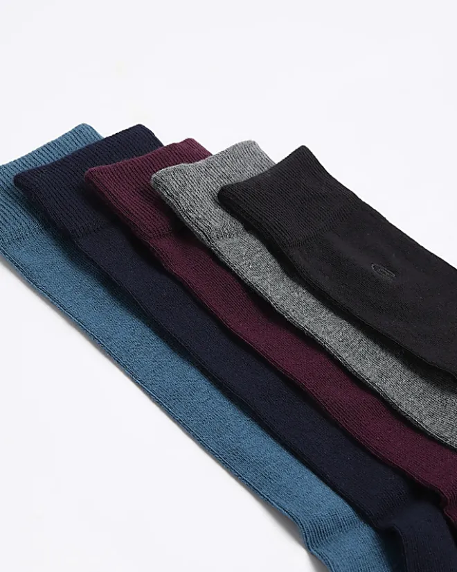 River Island 5PK embroidered ankle socks Purple Fashion