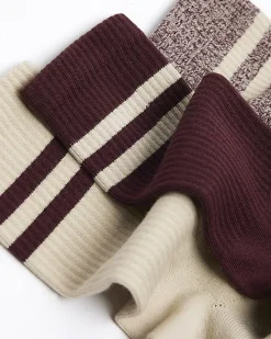 River Island 3PK Double Stripe Tube Socks Red Fashion