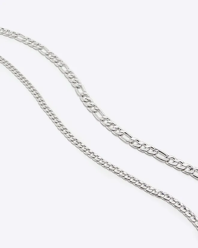 River Island 2PK silver colour chain necklace Grey Best