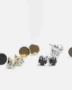 River Island 6PK silver stud earrings Grey Sale