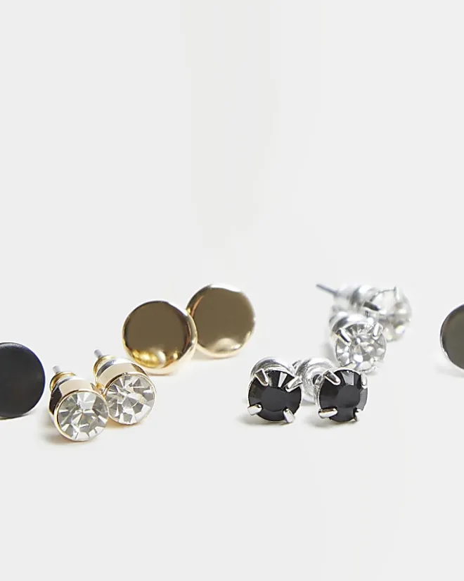 River Island 6PK silver stud earrings Grey Sale