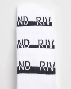 River Island 3PK branded tube socks White Best