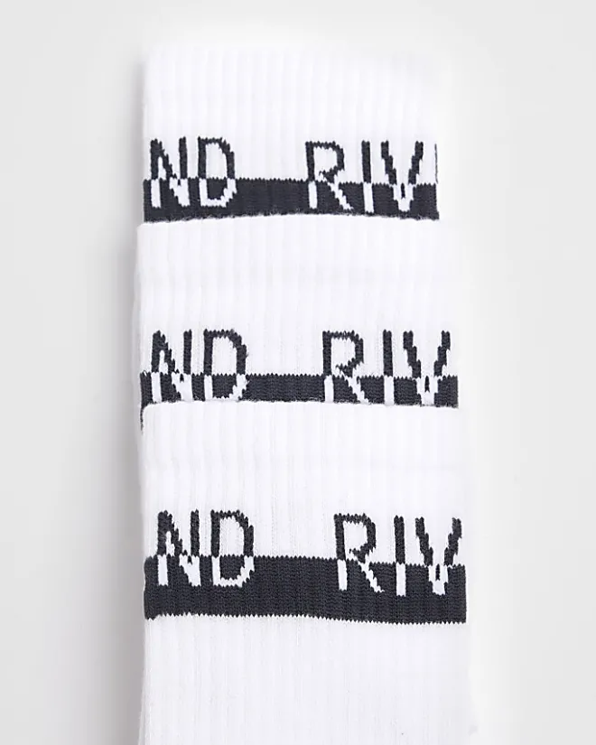 River Island 3PK branded tube socks White Best