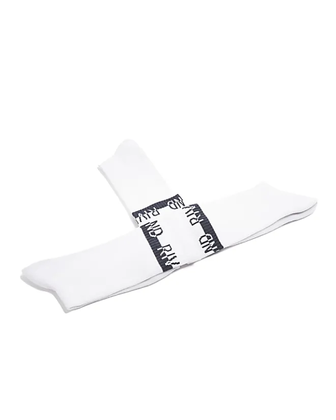 River Island 3PK branded tube socks White Best