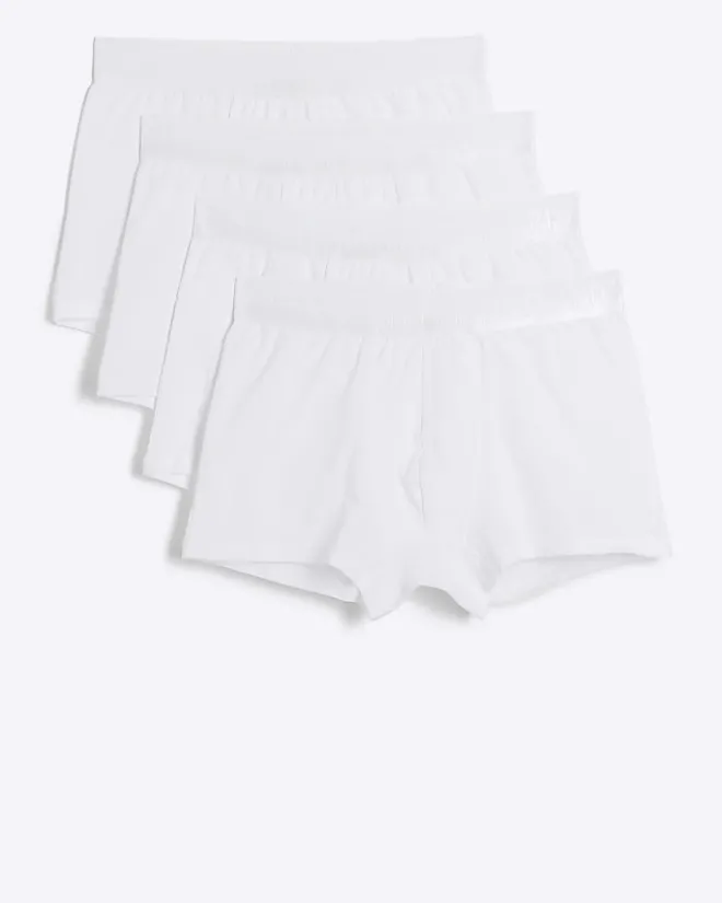 River Island 4PK cotton stretch trunks White Outlet