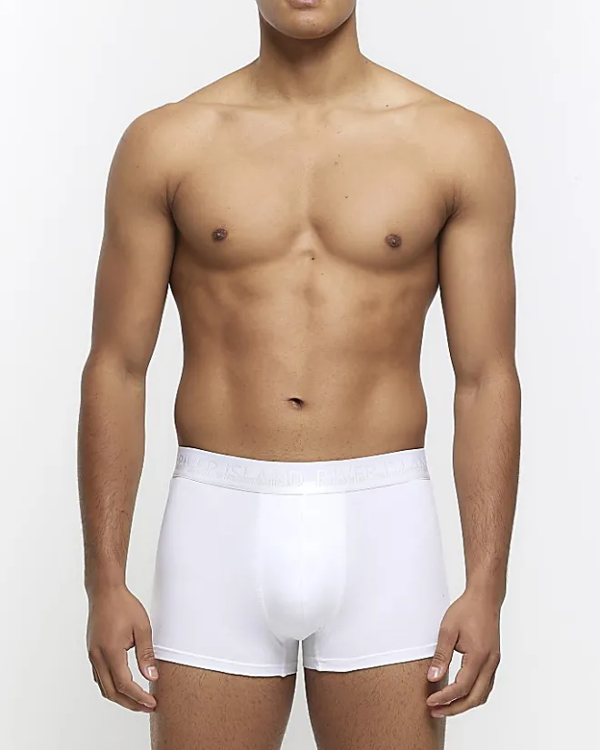 River Island 4PK cotton stretch trunks White Outlet