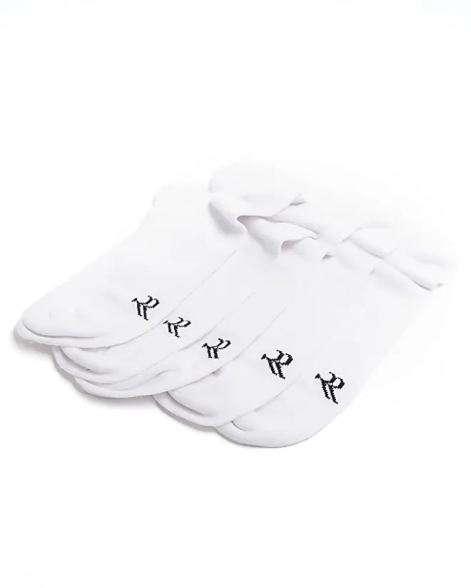 River Island 5PK rib trainer socks White Clearance