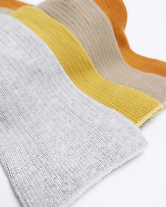 River Island 5PK ribbed ankle socks Yellow Clearance