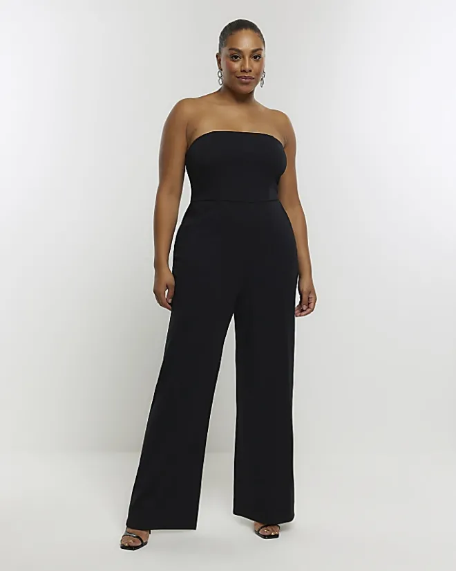 River Island Plus bandeau jumpsuit Black Hot