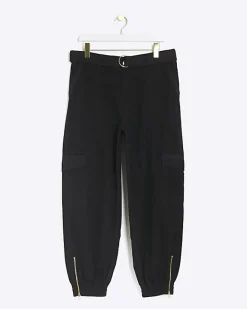 River Island Plus belted utility cargo trousers Black Online