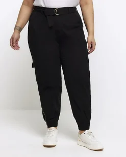 River Island Plus belted utility cargo trousers Black Online