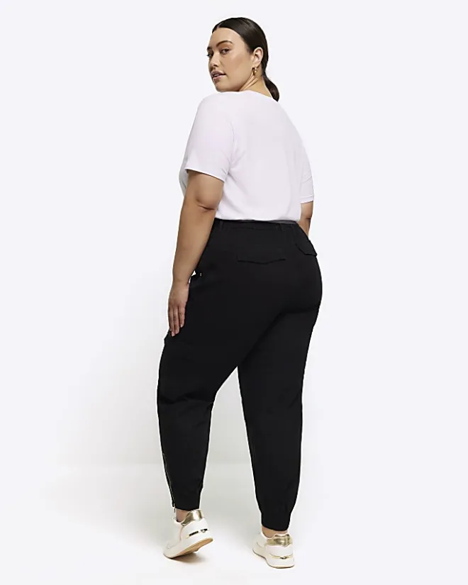 River Island Plus belted utility cargo trousers Black Online