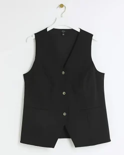 River Island Plus button up waistcoat Black Hot