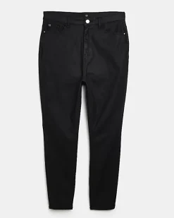 River Island Plus coated high waisted skinny jeans Black Outlet