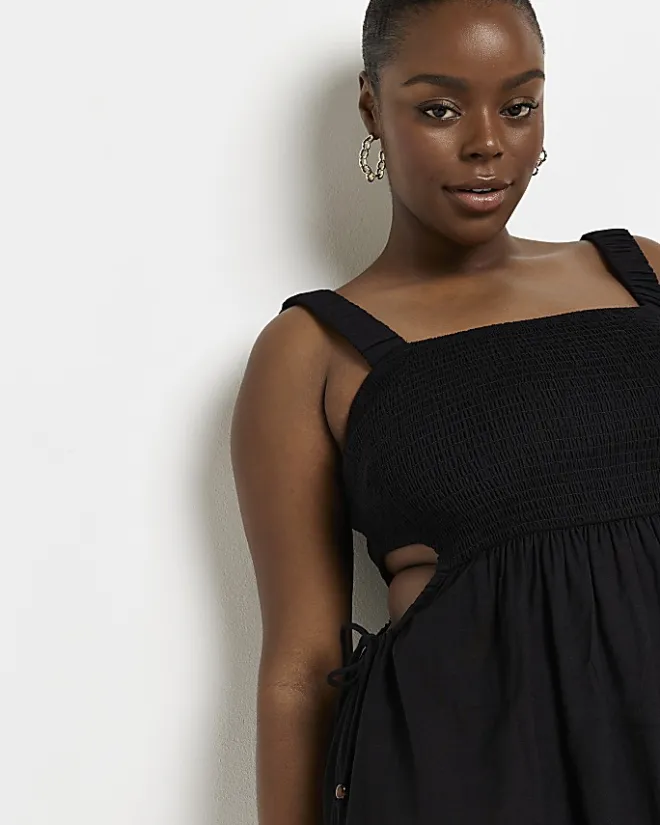 River Island Plus cut out beach midi dress Black Outlet