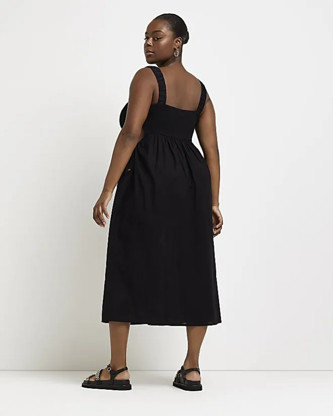River Island Plus cut out beach midi dress Black Outlet