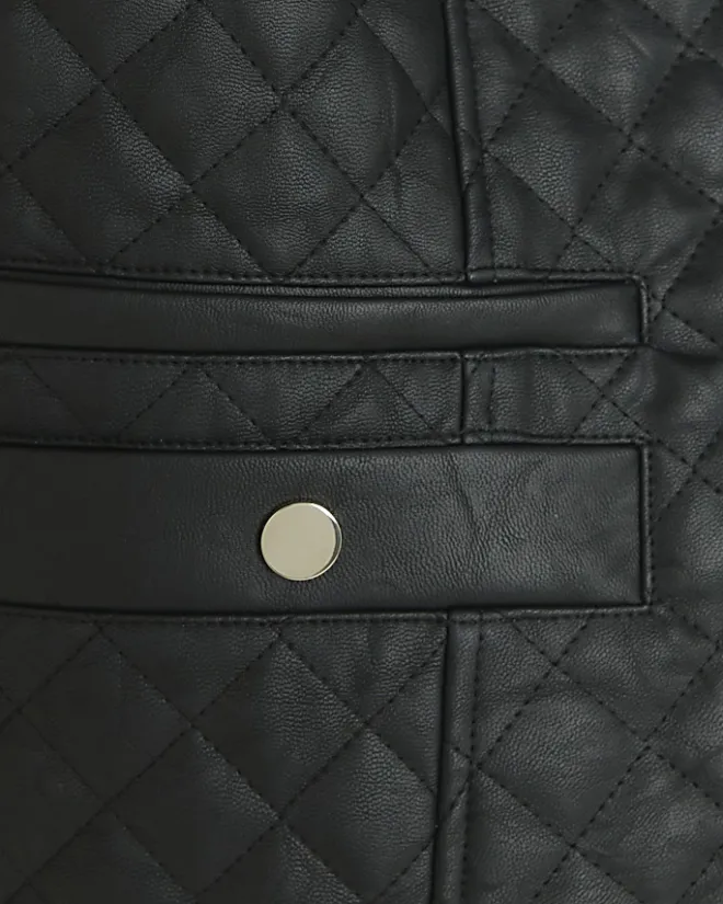 River Island Plus faux leather quilted blazer Black Clearance