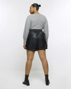 River Island Plus faux leather shorts Black Fashion