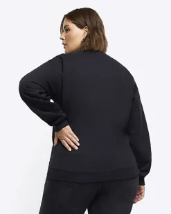 River Island Plus foil graphic sweatshirt Black Hot