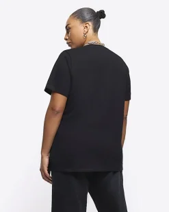 River Island Plus graphic foil t-shirt Black New
