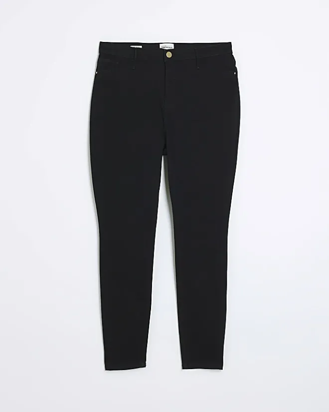 River Island Plus high waist skinny jeans Black Hot