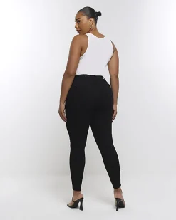 River Island Plus high waist skinny jeans Black Hot