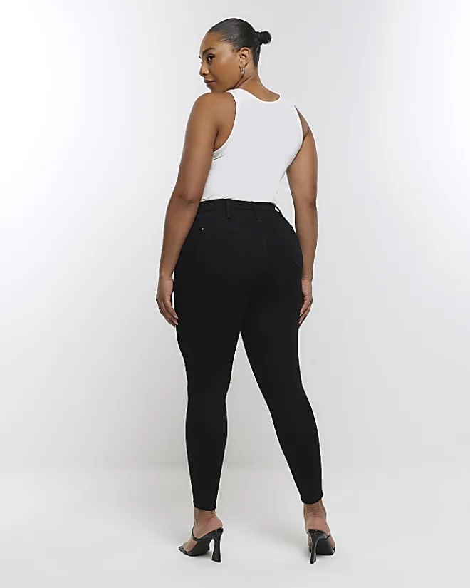 River Island Plus high waist skinny jeans Black Hot