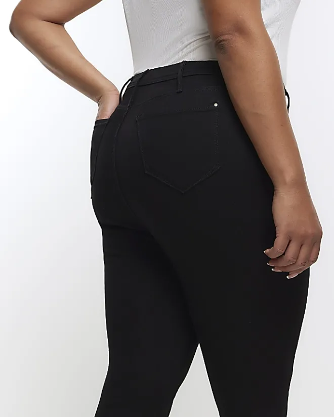 River Island Plus high waist skinny jeans Black Hot