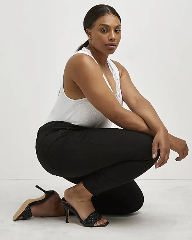 River Island Plus high waist skinny jeans Black Best