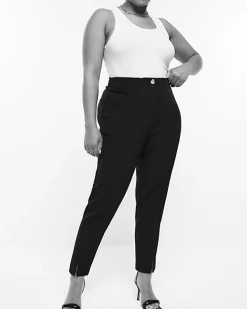 River Island Plus high waisted cigarette trousers Black Sale