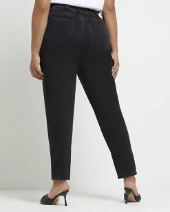 River Island Plus high waisted mom jeans Black Online
