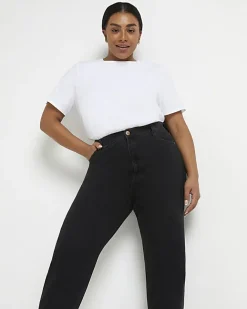 River Island Plus high waisted mom jeans Black Online