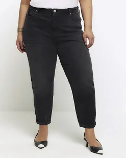 River Island Plus high waisted mom jeans Black Outlet
