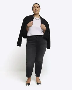 River Island Plus high waisted mom jeans Black Outlet